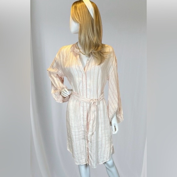 Joie Dresses & Skirts - Joie Beatrissa Pink & Cream Striped Linen Shirt Dress